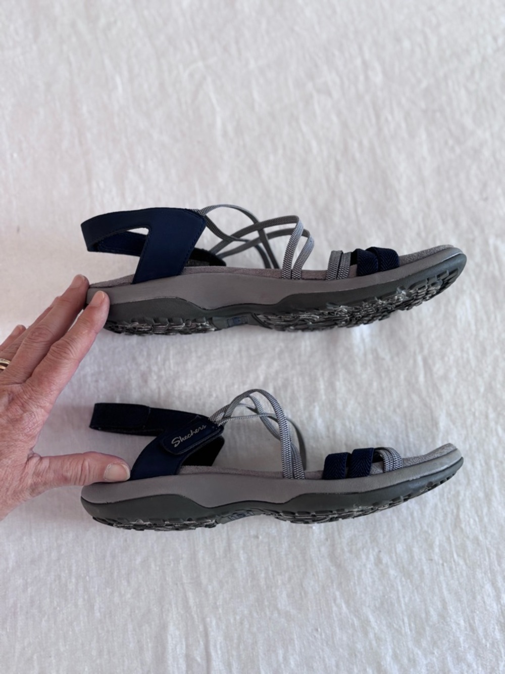 Skechers Women's Navy and Gray Strappy Sandals - Picture 8 of 13